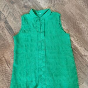Vibrant Green Sleeveless Blouse